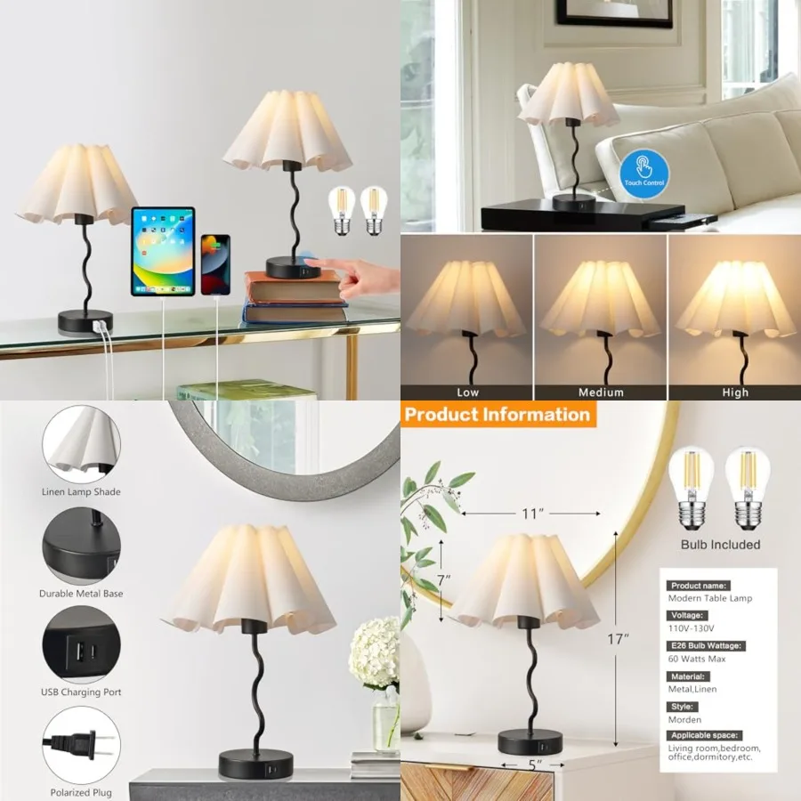 Pleated Table Lamp, Set of 2 Table Lamps for Bedroom, Bedside Lamps for Nightstand with Linen Lampshade, Modern Lamp for Bedroo
Pleated Table Lamp, Set of 2 Table Lamps for Bedroom, Bedside Lamps for Nightstand with Linen Lampshade, Modern Lamp for Bedroo