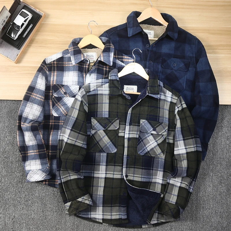 Thickened Lamb Velvet Men's Plaid Long Sleeve Shirt Autumn Winter Warm Outdoor Casual Shirt Coat Polyester Fiber Winter Coat
Thickened Lamb Velvet Men's Plaid Long Sleeve Shirt Autumn Winter Warm Outdoor Casual Shirt Coat Polyester Fiber Winter Coat
