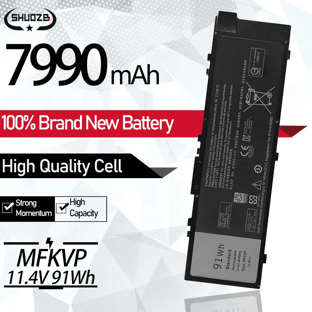 MFKVP Laptop Battery For Dell Precision 7510 7520 7710 7720 M7710 M7510 15-7510 1G9VM 0FNY7 M28DH GR5D3 0RDYCT T05W1 11.4V 91Wh
MFKVP Laptop Battery For Dell Precision 7510 7520 7710 7720 M7710 M7510 15-7510 1G9VM 0FNY7 M28DH GR5D3 0RDYCT T05W1 11.4V 91Wh