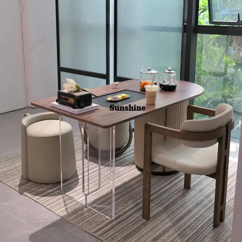 New Chinese tea table high-end balcony small household solid wood Kung Fu tea table
New Chinese tea table high-end balcony small household solid wood Kung Fu tea table