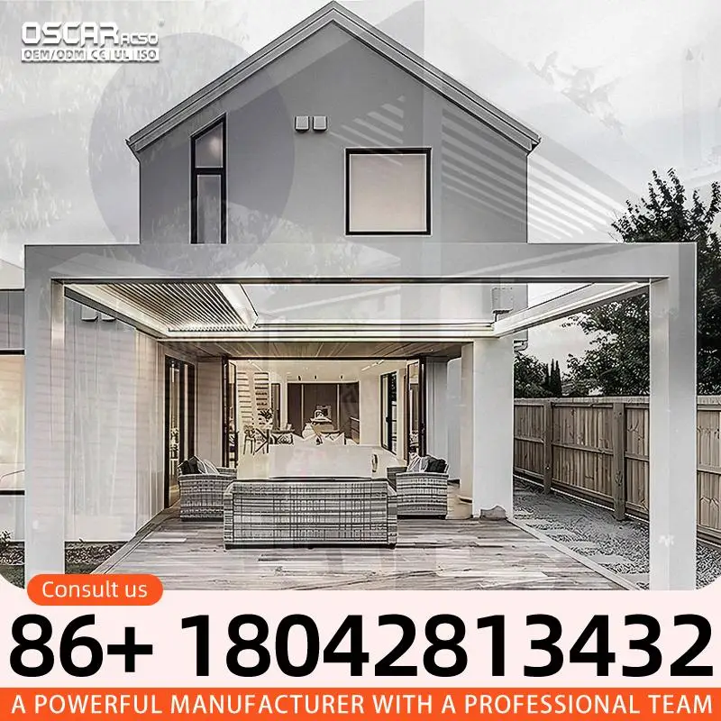 Motorized Garden Gazebo Aluminum Flipped Louver Roof Structure With Lighting for Patio Backyard Deck pergola
Motorized Garden Gazebo Aluminum Flipped Louver Roof Structure With Lighting for Patio Backyard Deck pergola