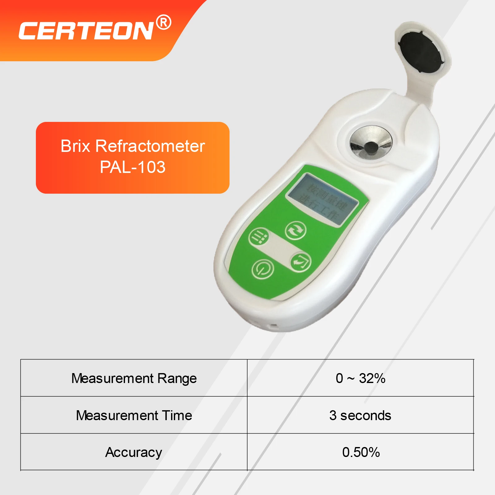 PAL-103 Digital Brix Refractometer 0-32% Handheld Sugar Meter Fruit Juice Tester Portable Sweetness Analyzer
PAL-103 Digital Brix Refractometer 0-32% Handheld Sugar Meter Fruit Juice Tester Portable Sweetness Analyzer