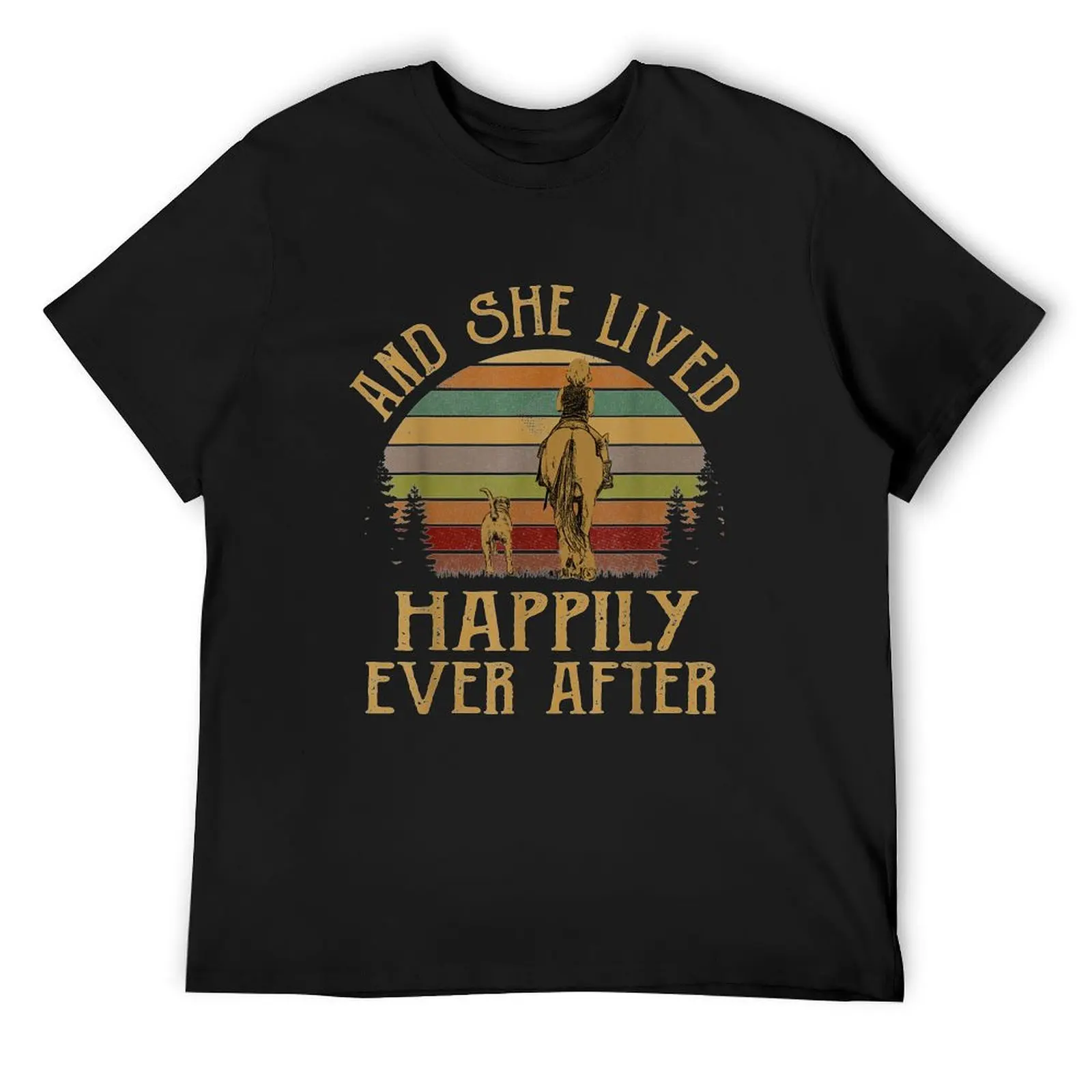 Vintage And She Lived Happily Ever After Horse Dogs T-Shirt sports fans anime shirt plain black t shirts men
Vintage And She Lived Happily Ever After Horse Dogs T-Shirt sports fans anime shirt plain black t shirts men