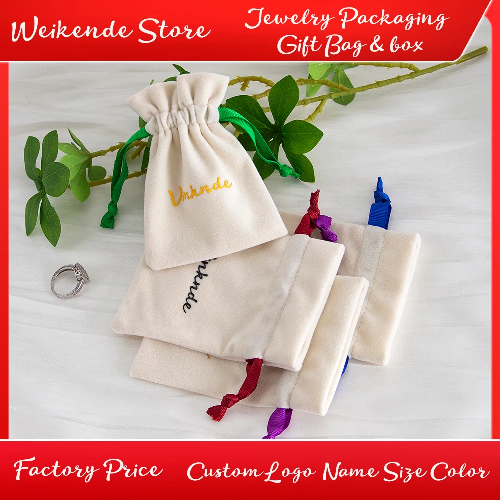 50Pcs Beige Velvet Drawstring Bags Custom Logo Jewelry Pouches For Gift Wedding Favors Necklace Ring Bracelet Storage Small Sack
50Pcs Beige Velvet Drawstring Bags Custom Logo Jewelry Pouches For Gift Wedding Favors Necklace Ring Bracelet Storage Small Sack