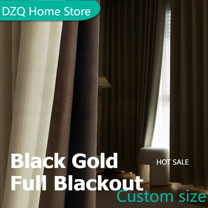 French Style Minimalist Light Luxury Curtains High-precision Chenille Black Gold Full Blackout Curtains for Bedroom Living Room
French Style Minimalist Light Luxury Curtains High-precision Chenille Black Gold Full Blackout Curtains for Bedroom Living Room