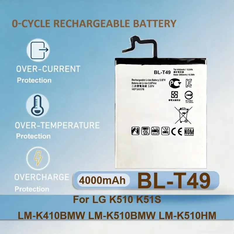 BL-T49 Mobile Phone Battery For LG K510 K51S LM-K410BMW LM-K510BMW LM-K510HM 4000mAh Real Capacity
BL-T49 Mobile Phone Battery For LG K510 K51S LM-K410BMW LM-K510BMW LM-K510HM 4000mAh Real Capacity