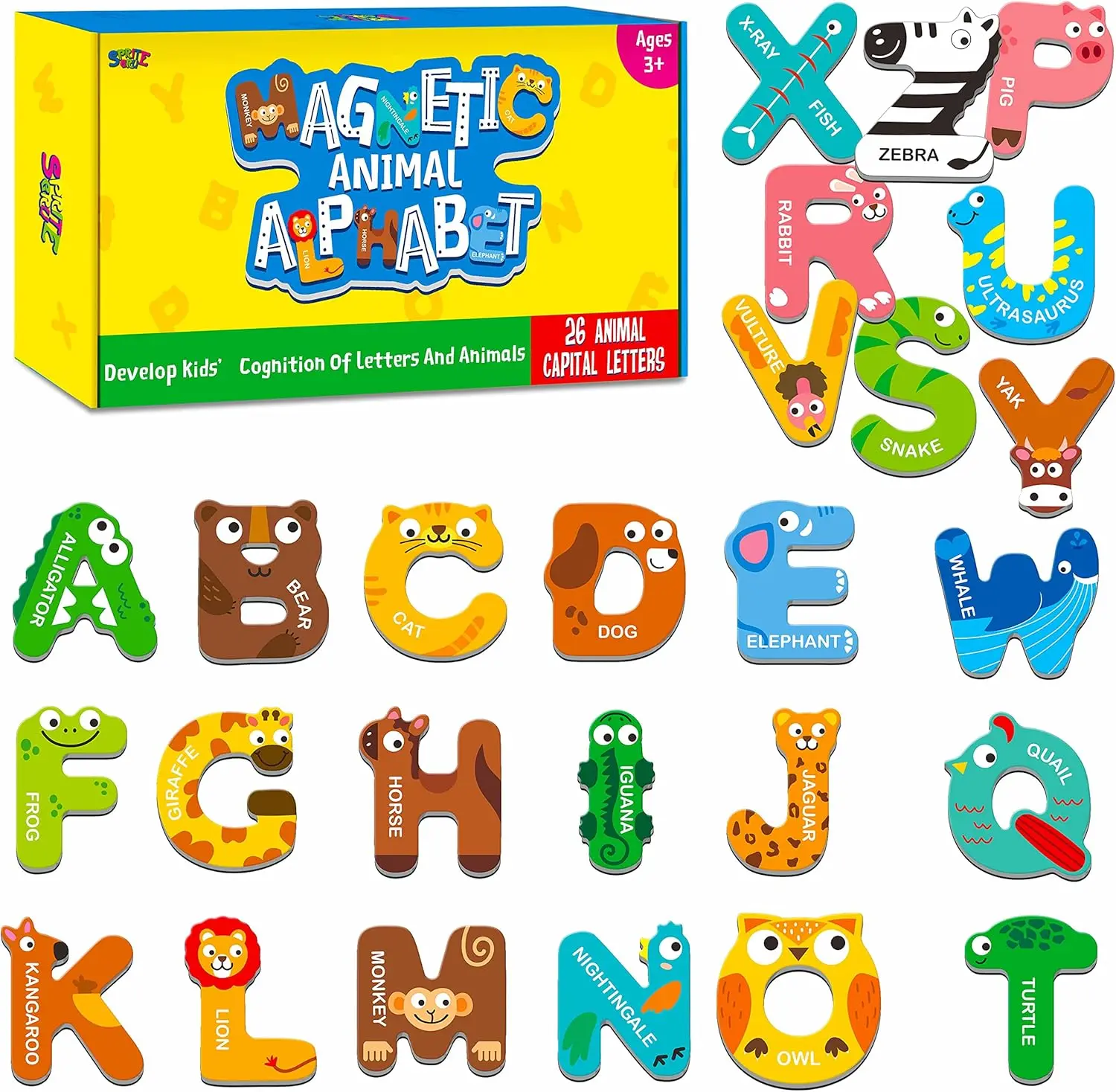 Large Size Magnetic Letters, Cute Animal Alphabet ABC Magnets for Fridge Colorful Uppercase Animals Toys Set Educational Spellin
Large Size Magnetic Letters, Cute Animal Alphabet ABC Magnets for Fridge Colorful Uppercase Animals Toys Set Educational Spellin