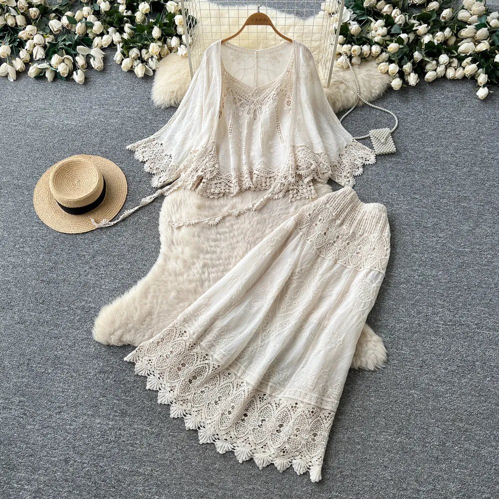 Women Two Piece Sets Skirt Set Hollow Out Lace Sexy V Neck Full Sleeve Tops Long Skirts A Line High Waist Y2k Streetwear 2026
Women Two Piece Sets Skirt Set Hollow Out Lace Sexy V Neck Full Sleeve Tops Long Skirts A Line High Waist Y2k Streetwear 2026