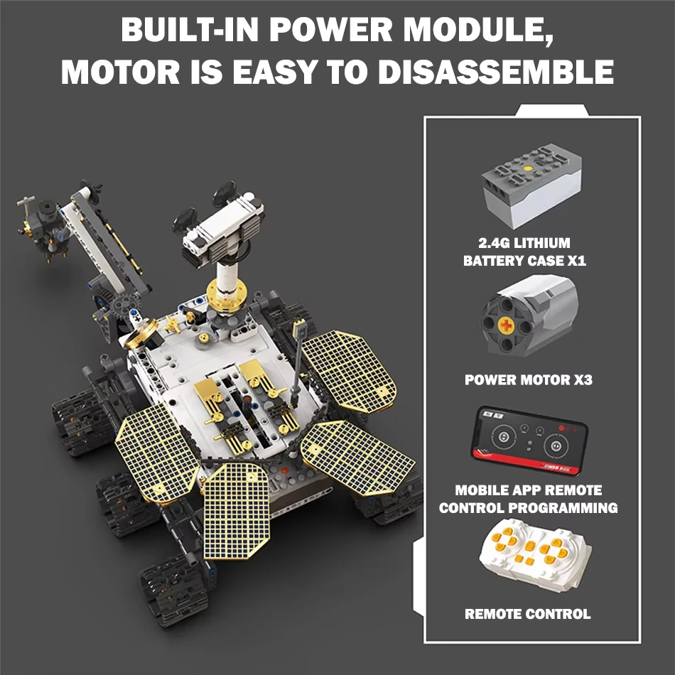 MOC Science Technical Mars Exploration Rover Model Building Blocks Bricks Kits RC Programming APP Educational Toys for Kids Gift
MOC Science Technical Mars Exploration Rover Model Building Blocks Bricks Kits RC Programming APP Educational Toys for Kids Gift