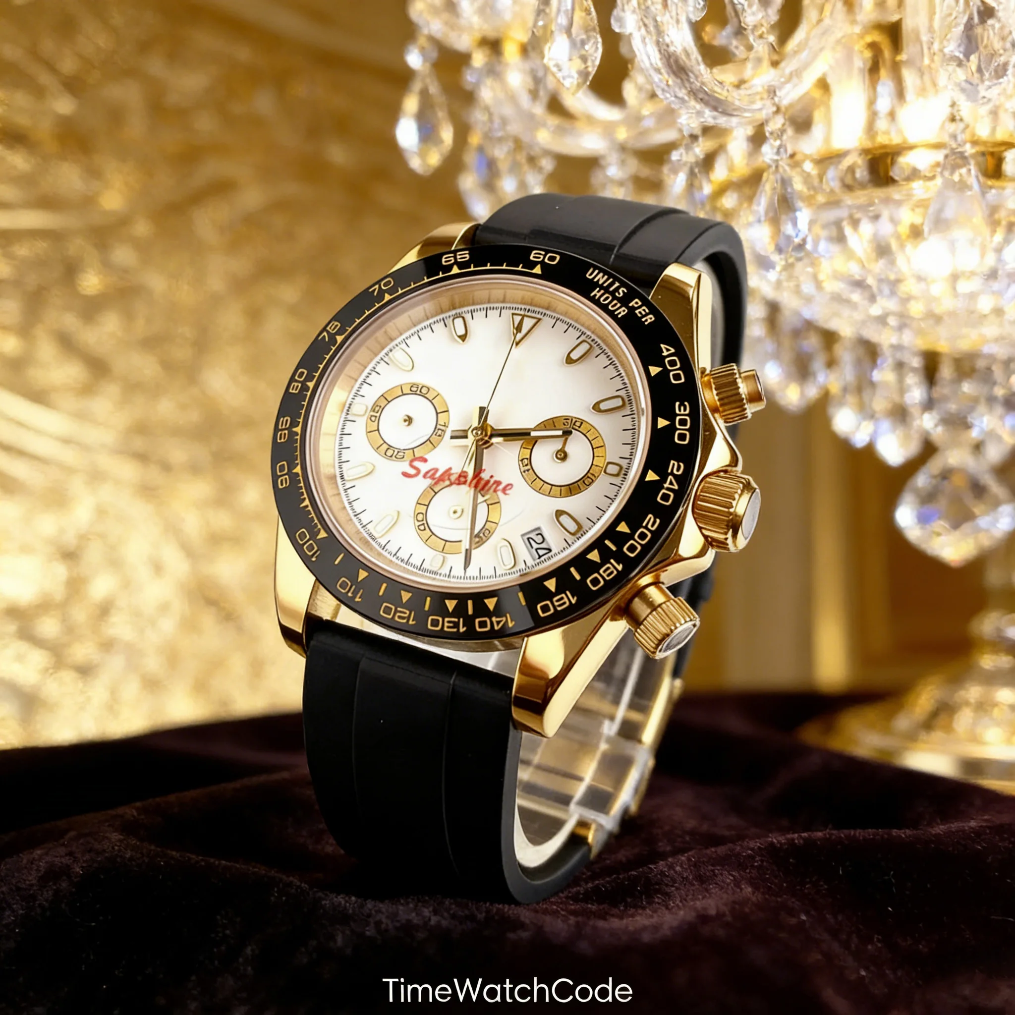 VK63 Men's Watch Sterile 39mm Stop Watches 316L Ceramic Bezel Sapphire Crystal Luxury Gold Plated Quartz Movement Chronograph
VK63 Men's Watch Sterile 39mm Stop Watches 316L Ceramic Bezel Sapphire Crystal Luxury Gold Plated Quartz Movement Chronograph