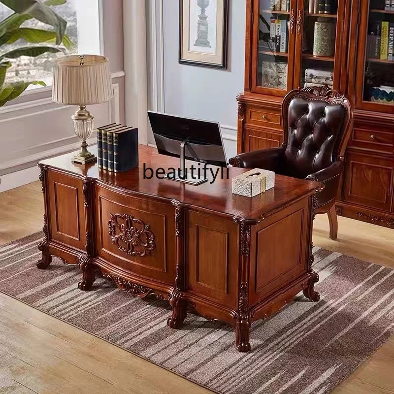 American solid wood desk European classical carved writing boss desk luxury computer desk
American solid wood desk European classical carved writing boss desk luxury computer desk