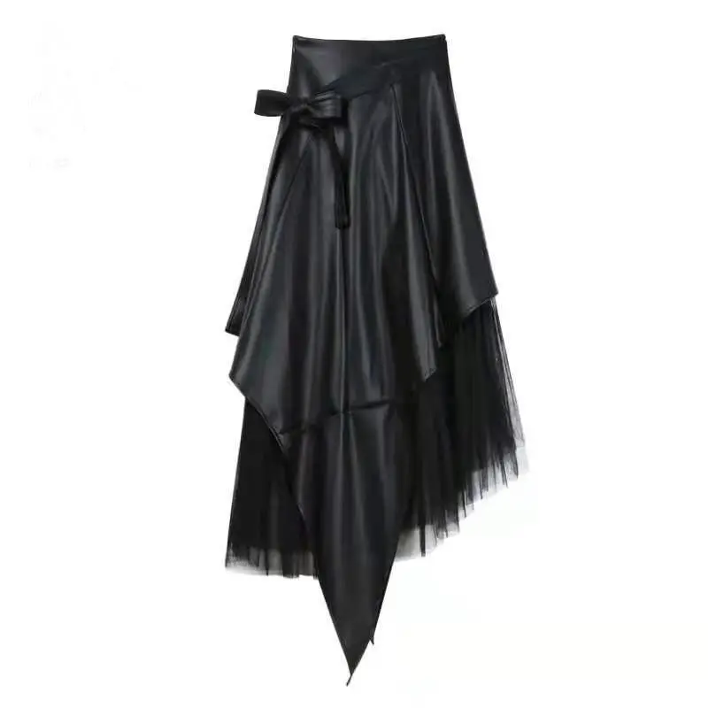 Irregular Mesh Splicing Super Hot Sexy A-line Pleated Trendy New Autumn and Winter Pu Leather Skirt
Irregular Mesh Splicing Super Hot Sexy A-line Pleated Trendy New Autumn and Winter Pu Leather Skirt