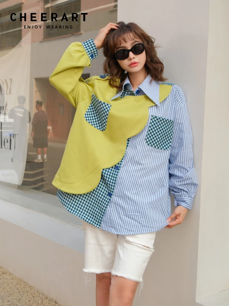 CHEERART Designer Sweatshirts Shirt For Women 2023 Long Sleeve Top And Blouse Patchwork Shirt Korean Streetwear Spring Clothes
CHEERART Designer Sweatshirts Shirt For Women 2023 Long Sleeve Top And Blouse Patchwork Shirt Korean Streetwear Spring Clothes