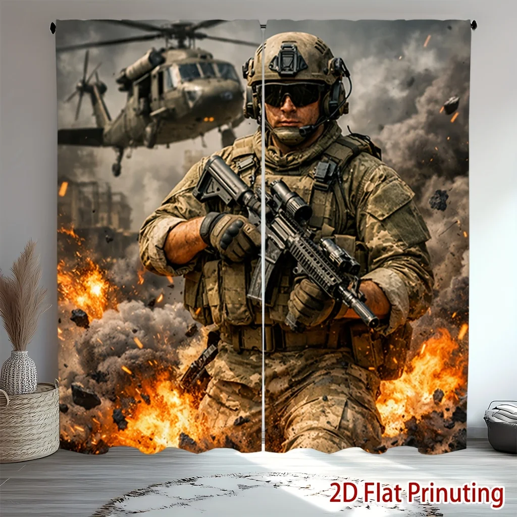 Set of 2 Military Battlefield Scene Printed Curtains — Rod-Pocket Style; Suitable for Living Rooms Kitchens Bedrooms and Studies
Set of 2 Military Battlefield Scene Printed Curtains — Rod-Pocket Style; Suitable for Living Rooms Kitchens Bedrooms and Studies