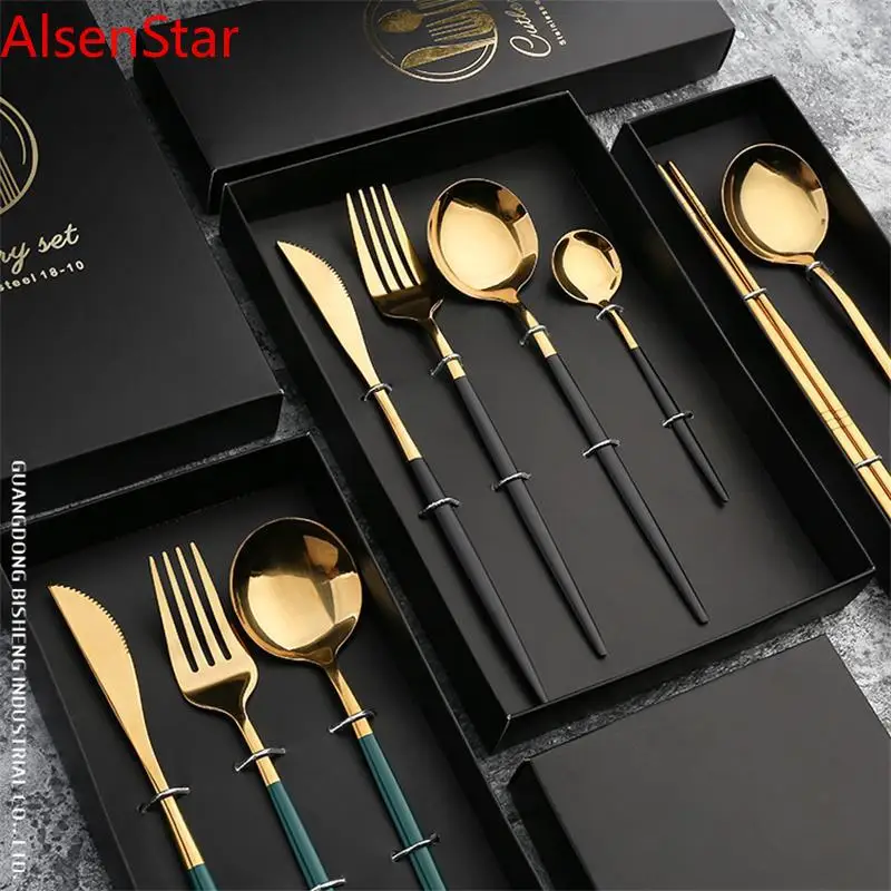 4pcs/set Stainless Steel Spoon Fork Chopstick Knife Set with Storage Gift Box Coffee Dessert Fork Spoon Kitchen Tableware Set
4pcs/set Stainless Steel Spoon Fork Chopstick Knife Set with Storage Gift Box Coffee Dessert Fork Spoon Kitchen Tableware Set