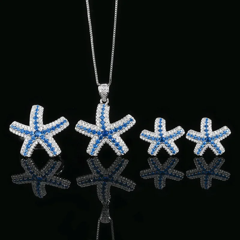 Sparkling Blue White Starfish Themed Jewelry Women Elegant Ocean Inspired Necklace Earrings Adjustable Ring Fashion Accessories
Sparkling Blue White Starfish Themed Jewelry Women Elegant Ocean Inspired Necklace Earrings Adjustable Ring Fashion Accessories