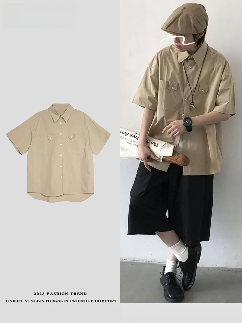 Loose Fit ort Sve ket irt Men's Summer Sle Casual Pure Color y White Workwear irt Youth Faion
Loose Fit ort Sve ket irt Men's Summer Sle Casual Pure Color y White Workwear irt Youth Faion