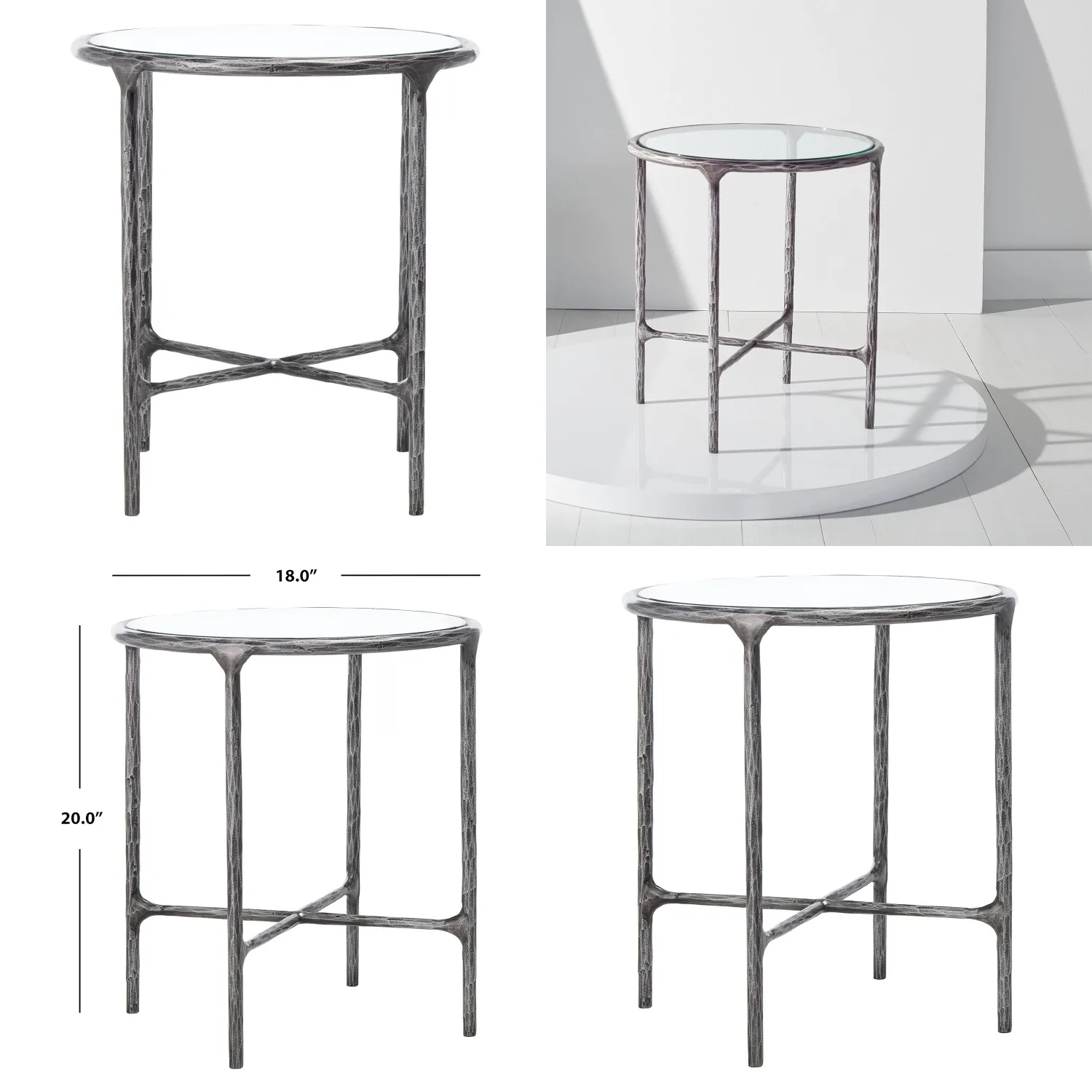 Silver Metal Tempered Glass Top Round End Table Fully Assembled Living Room Bedroom 22x22x22 In, Customized
Silver Metal Tempered Glass Top Round End Table Fully Assembled Living Room Bedroom 22x22x22 In, Customized