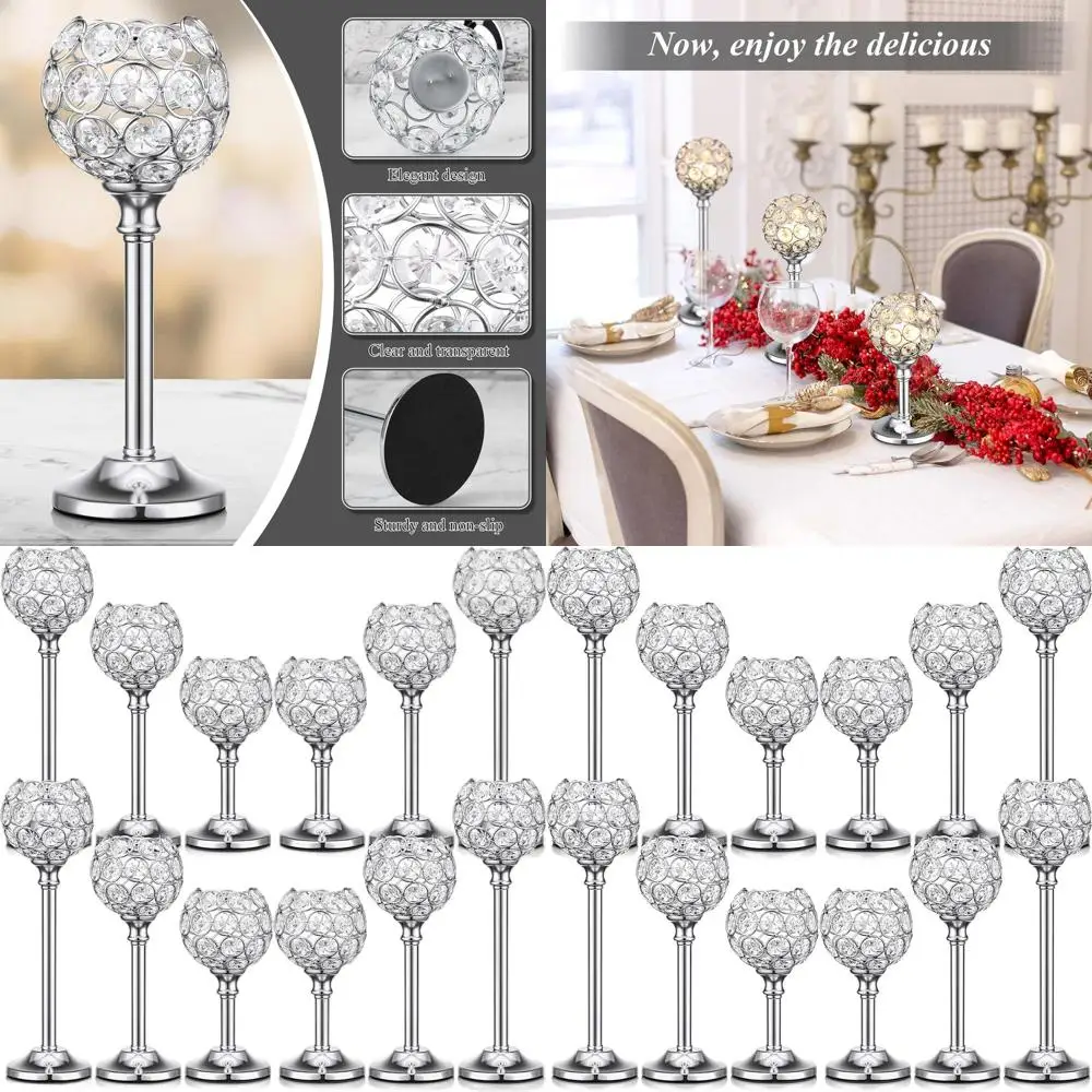 12 Pack Silver Tealight Candle Holders, Crystal Candlesticks for Wedding, Party, and Holiday Table Centerpieces
12 Pack Silver Tealight Candle Holders, Crystal Candlesticks for Wedding, Party, and Holiday Table Centerpieces