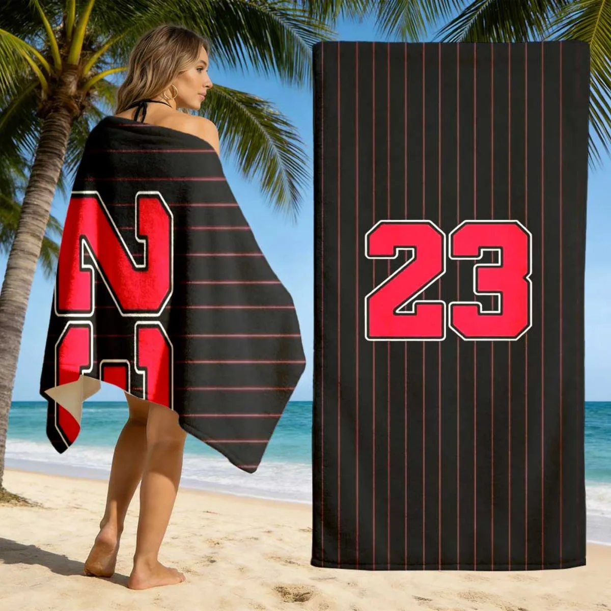 Number 23 Beach Towel Red Vertical Stripe Soft Absorbent for Pool Party Swimming Surfing Beach Vacation Summer Gift Unisex
Number 23 Beach Towel Red Vertical Stripe Soft Absorbent for Pool Party Swimming Surfing Beach Vacation Summer Gift Unisex