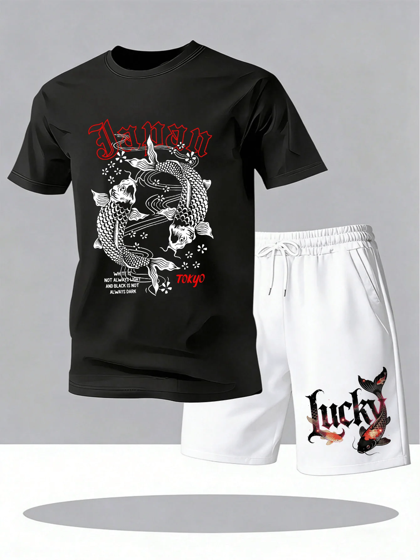 Koi Print Short Sleeve T-Shirt And Shorts Set For Men Casual Sport Two-Piece Outfit Summer Wear
Koi Print Short Sleeve T-Shirt And Shorts Set For Men Casual Sport Two-Piece Outfit Summer Wear