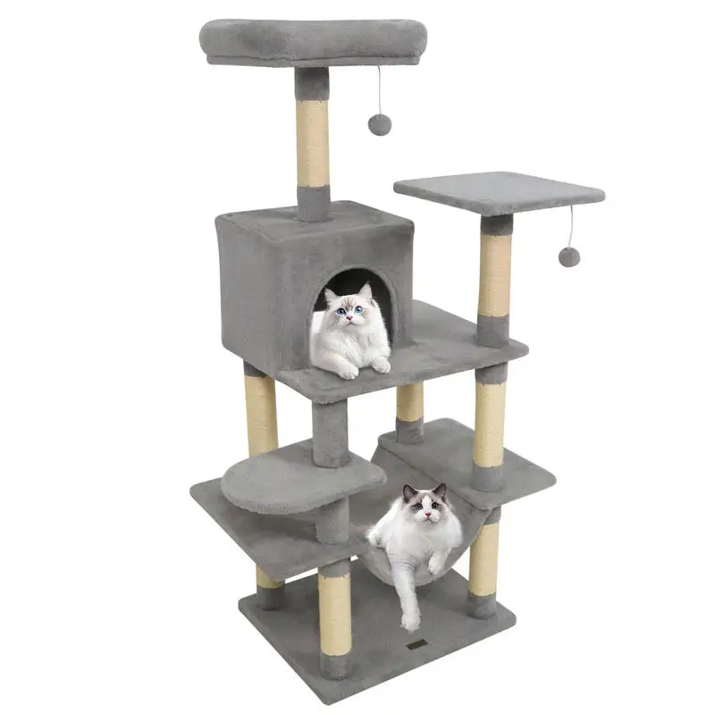 58" Multi-Level Cat Tree Soft Plush Cat Tower with Padded Top Perch-Light Gray
58" Multi-Level Cat Tree Soft Plush Cat Tower with Padded Top Perch-Light Gray