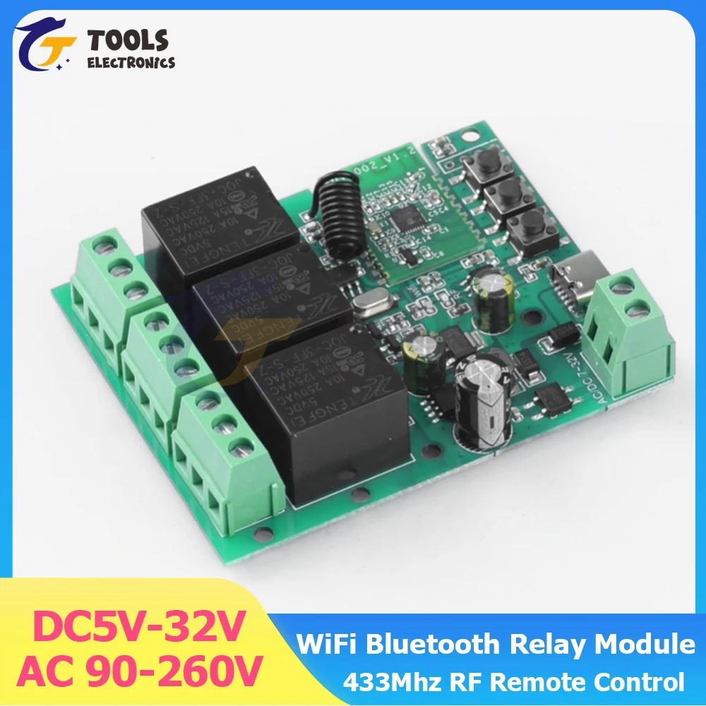 90-260 В переменного тока/DC5 В-32 В 3-канальный самоблокирующийся релейный модуль Wi-Fi Bluetooth поддерживает радиочастотный пульт дистанционного управления 433 МГц для дома и умного управления
90-260 В переменного тока/DC5 В-32 В 3-канальный самоблокирующийся релейный модуль Wi-Fi Bluetooth поддерживает радиочастотный пульт дистанционного управления 433 МГц для дома и умного управления
