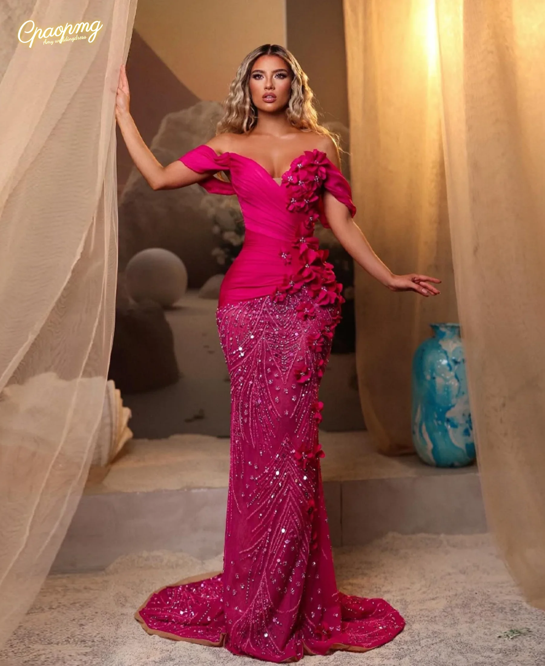 Customized Splendid 3D Flowers Evening Dresses for Women Lace Appliques Off Shoulder Party Gown Vestidos De Fiesta
Customized Splendid 3D Flowers Evening Dresses for Women Lace Appliques Off Shoulder Party Gown Vestidos De Fiesta