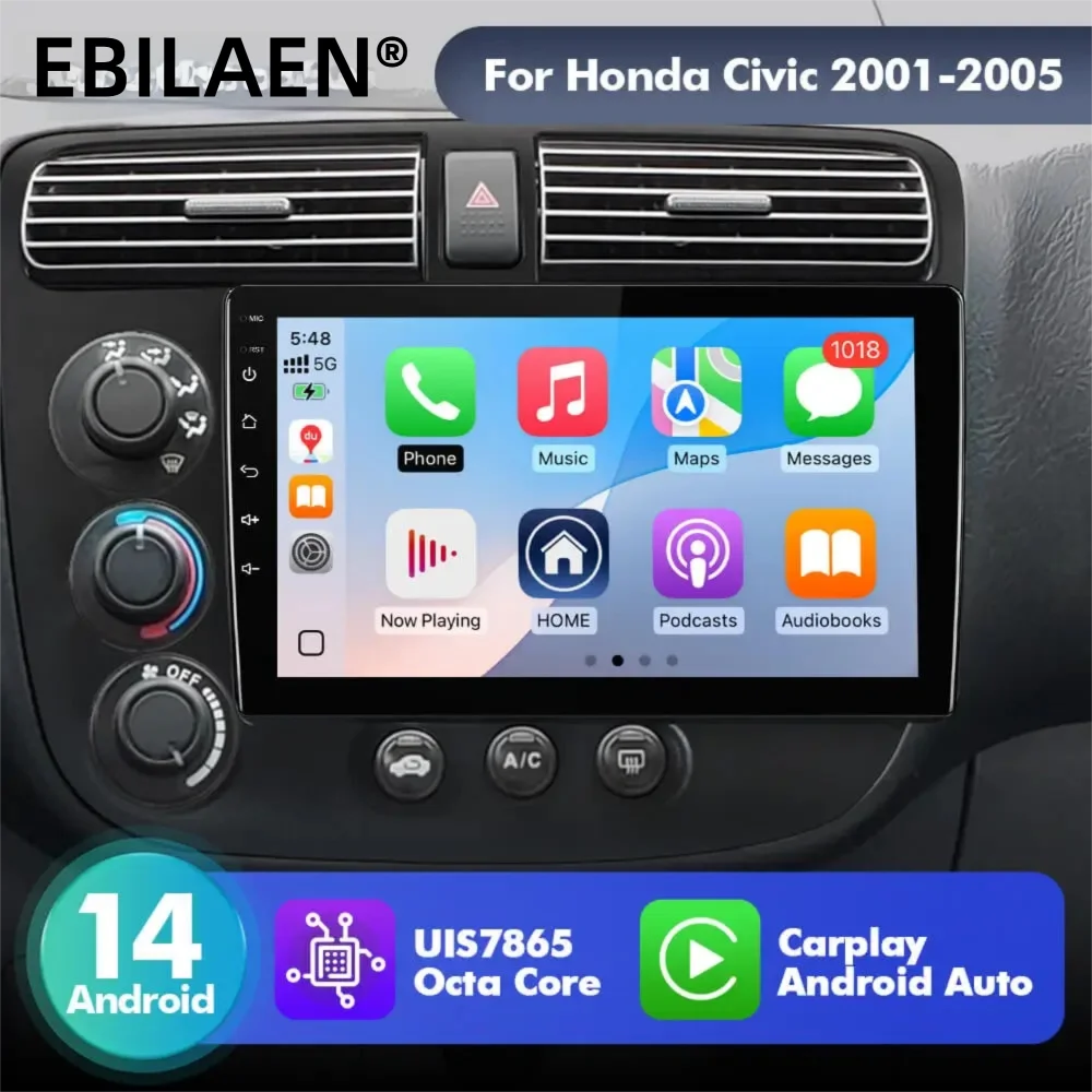 EBILAEN 9" Android 14 Car Radio For Honda Civic 2001-2005 Multimedia Player Carplay Android Auto 2 Din auto radio HD Screen AI
EBILAEN 9" Android 14 Car Radio For Honda Civic 2001-2005 Multimedia Player Carplay Android Auto 2 Din auto radio HD Screen AI