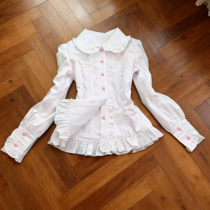 Y2k Spring Sweet Long Sleeve Doll Collar T-Shirts Women Design Kawaii Slim Solid Lolita Shirt Female Fashion Pretty Thin Clothes
Y2k Spring Sweet Long Sleeve Doll Collar T-Shirts Women Design Kawaii Slim Solid Lolita Shirt Female Fashion Pretty Thin Clothes