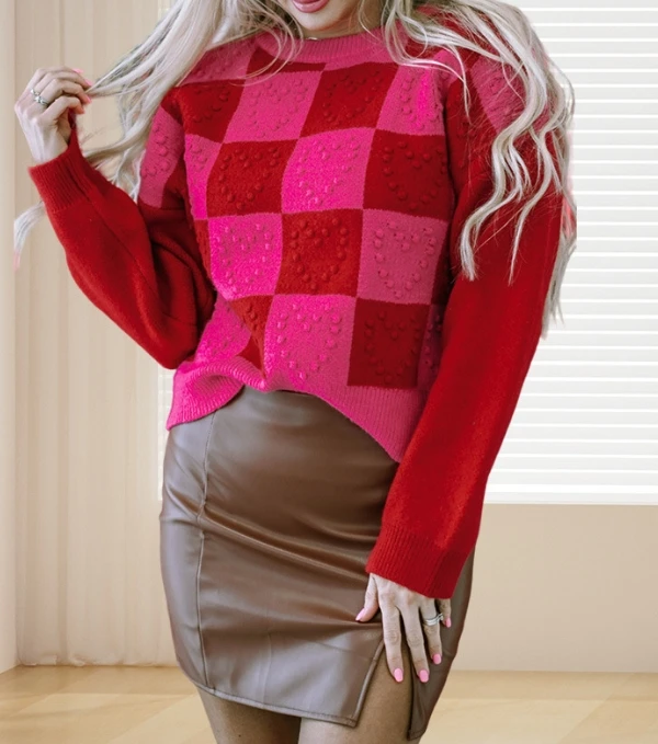 Vintage Women's Winter Sweaters O-Neck Knitted Pullover Fashion Versatile Checkerboard Knitted Sweater Long Sleeved Sweater
Vintage Women's Winter Sweaters O-Neck Knitted Pullover Fashion Versatile Checkerboard Knitted Sweater Long Sleeved Sweater