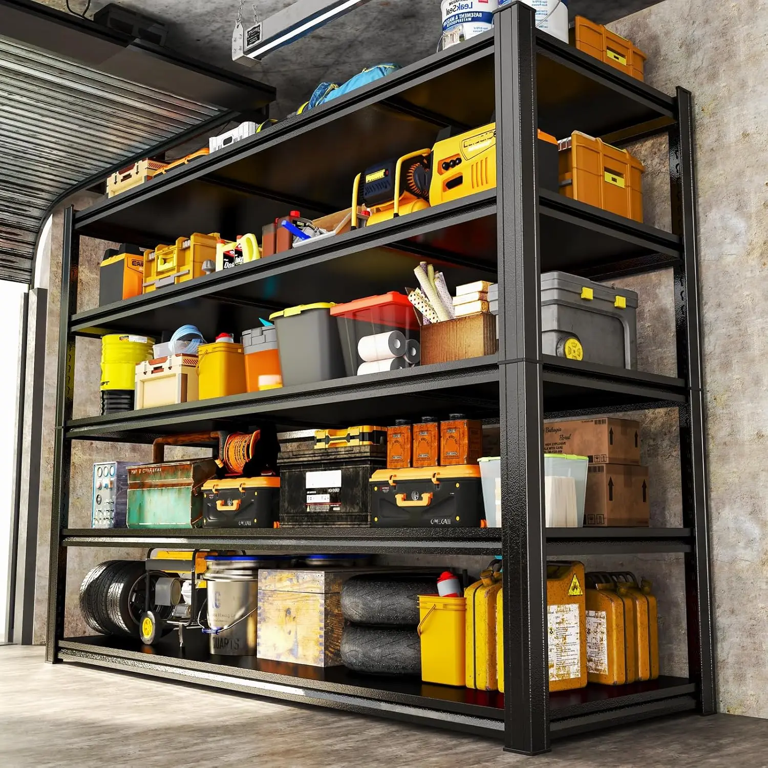 Сверхпрочная 5-ярусная регулируемая металлическая стеллажная система для гаража, грузоподъемность 1360 кг, универсальная полка для гаража и индивидуальных решений
Сверхпрочная 5-ярусная регулируемая металлическая стеллажная система для гаража, грузоподъемность 1360 кг, универсальная полка для гаража и индивидуальных решений