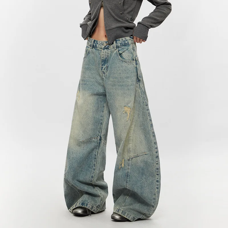 Men's Wear Curved Jeans American Lightning Crack Hole Worn-out Jeans Distressed Vintage Men Trousers Trend
Men's Wear Curved Jeans American Lightning Crack Hole Worn-out Jeans Distressed Vintage Men Trousers Trend
