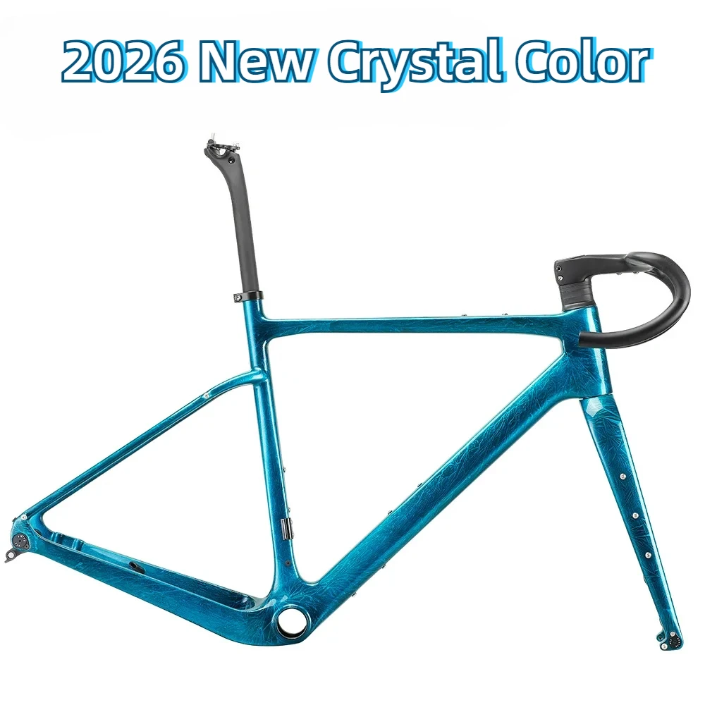 New All-Road Cyclocross Frameset for 700x45C Tires T1100 Carbon Gravel Bike Frame with Crystal Ice Crack Paint BB386 Disc Brake
New All-Road Cyclocross Frameset for 700x45C Tires T1100 Carbon Gravel Bike Frame with Crystal Ice Crack Paint BB386 Disc Brake