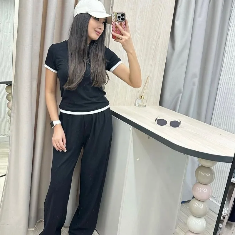 Women Sweet Casual Summer Soft Fabric Two Piece Outfit Short Sleeve Top Wide Leg Pants Daily Street Wear S XL
Women Sweet Casual Summer Soft Fabric Two Piece Outfit Short Sleeve Top Wide Leg Pants Daily Street Wear S XL