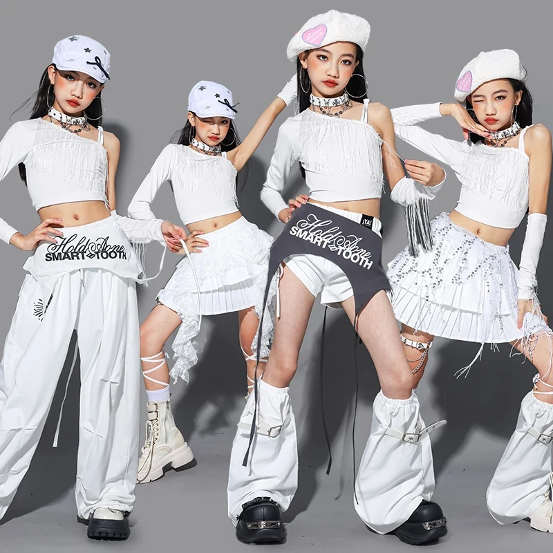 Girls Jazz Dance Clothes White Performance Suit Kpop Stage Wear Fringe Crop Top Shuffle Pants Fashion Catwalk Show Costume 2532
Girls Jazz Dance Clothes White Performance Suit Kpop Stage Wear Fringe Crop Top Shuffle Pants Fashion Catwalk Show Costume 2532