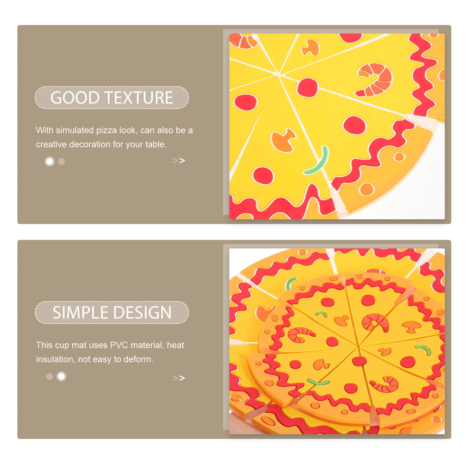 3pcs Pizza Shaped Pvc Cup Mat Drink Coasters Heat Insulation Non-Slip Pot Mats Table Decorative Mug Coasters For Kitchen Office
3pcs Pizza Shaped Pvc Cup Mat Drink Coasters Heat Insulation Non-Slip Pot Mats Table Decorative Mug Coasters For Kitchen Office