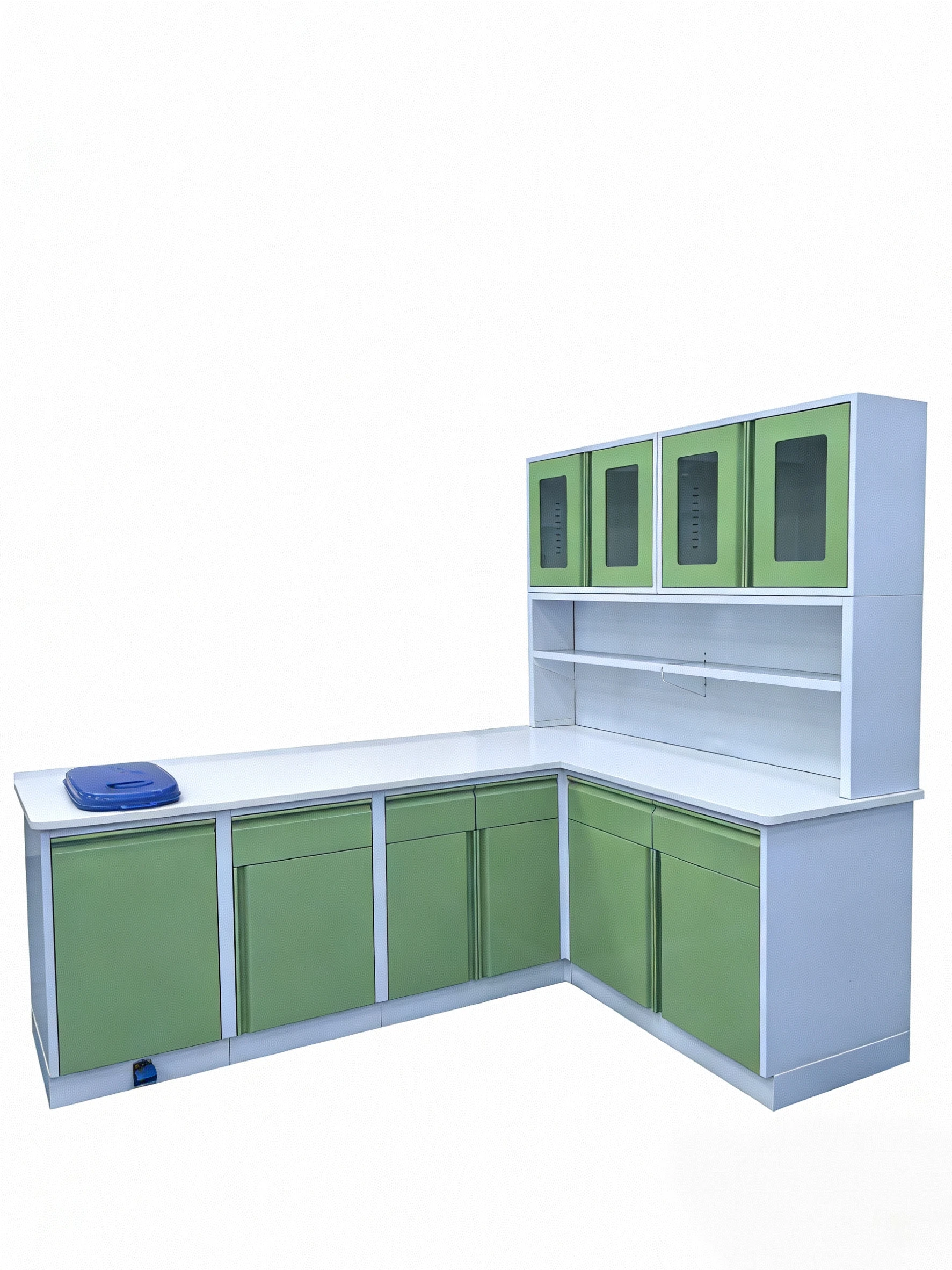 Laboratory Furniture: L-shaped Workbench with Reagent Racks and Hanging Cabinets Against the Wall.
Laboratory Furniture: L-shaped Workbench with Reagent Racks and Hanging Cabinets Against the Wall.