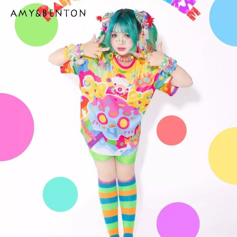 2026 Spring Summer Color Printed Top Original Japanese Sweet Cute Loose Short Thin Short-sleeved Tees Women's Oversized T-shirts
2026 Spring Summer Color Printed Top Original Japanese Sweet Cute Loose Short Thin Short-sleeved Tees Women's Oversized T-shirts