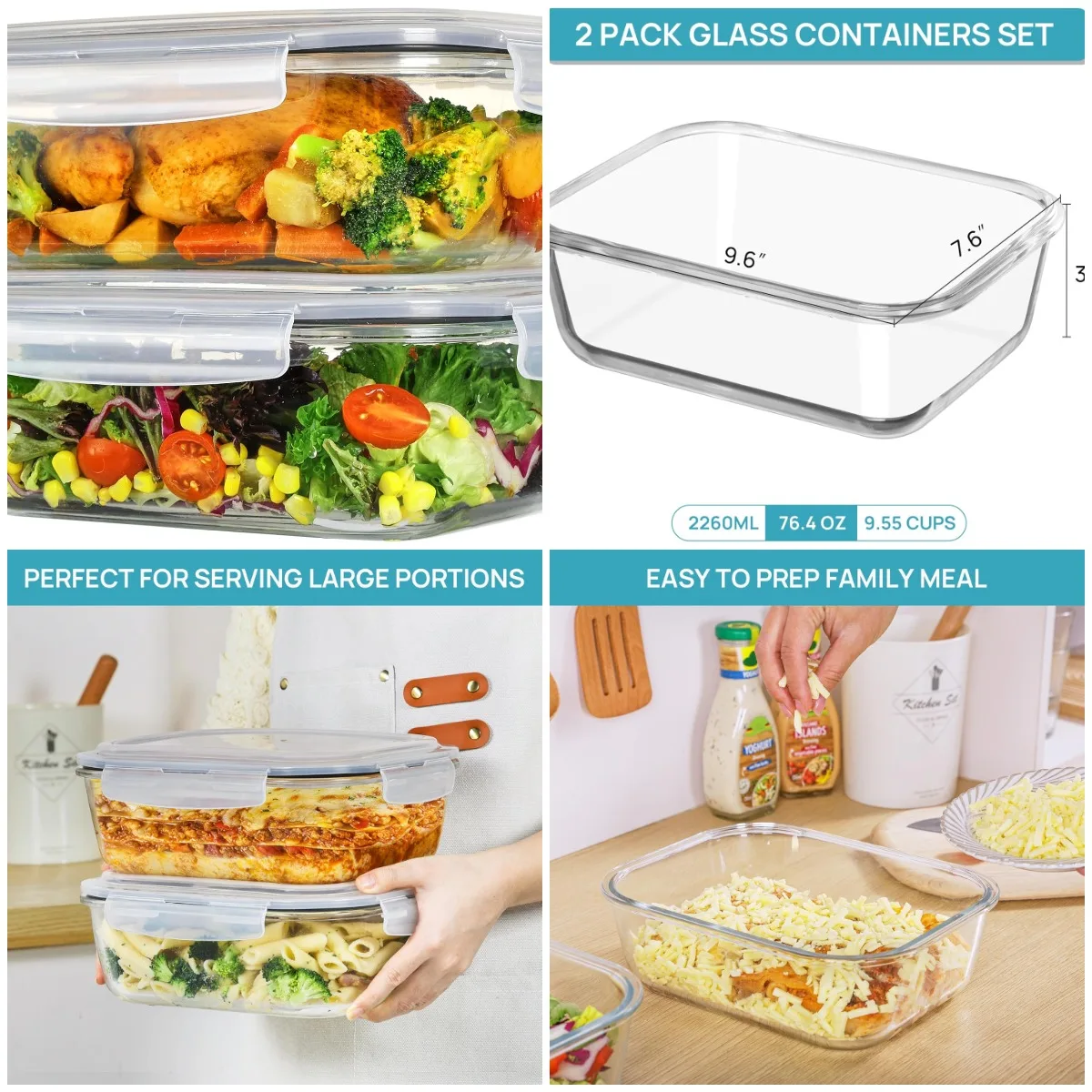 2 упаковки, 2260 мл, стеклянные контейнеры для хранения продуктов питания с герметичными крышками, герметичные, безопасные для микроволновой печи и духовки, можно мыть в посудомоечной машине, серые
2 упаковки, 2260 мл, стеклянные контейнеры для хранения продуктов питания с герметичными крышками, герметичные, безопасные для микроволновой печи и духовки, можно мыть в посудомоечной машине, серые