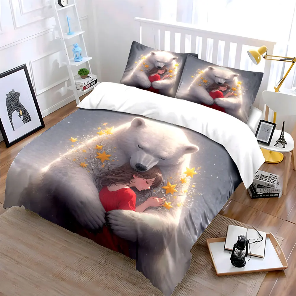 "Bear and Girl Decorative Prints" Soft Skin-Friendly Bedding Set Includes 1 Duvet Cover And 2 Pillowcase, Gift
"Bear and Girl Decorative Prints" Soft Skin-Friendly Bedding Set Includes 1 Duvet Cover And 2 Pillowcase, Gift