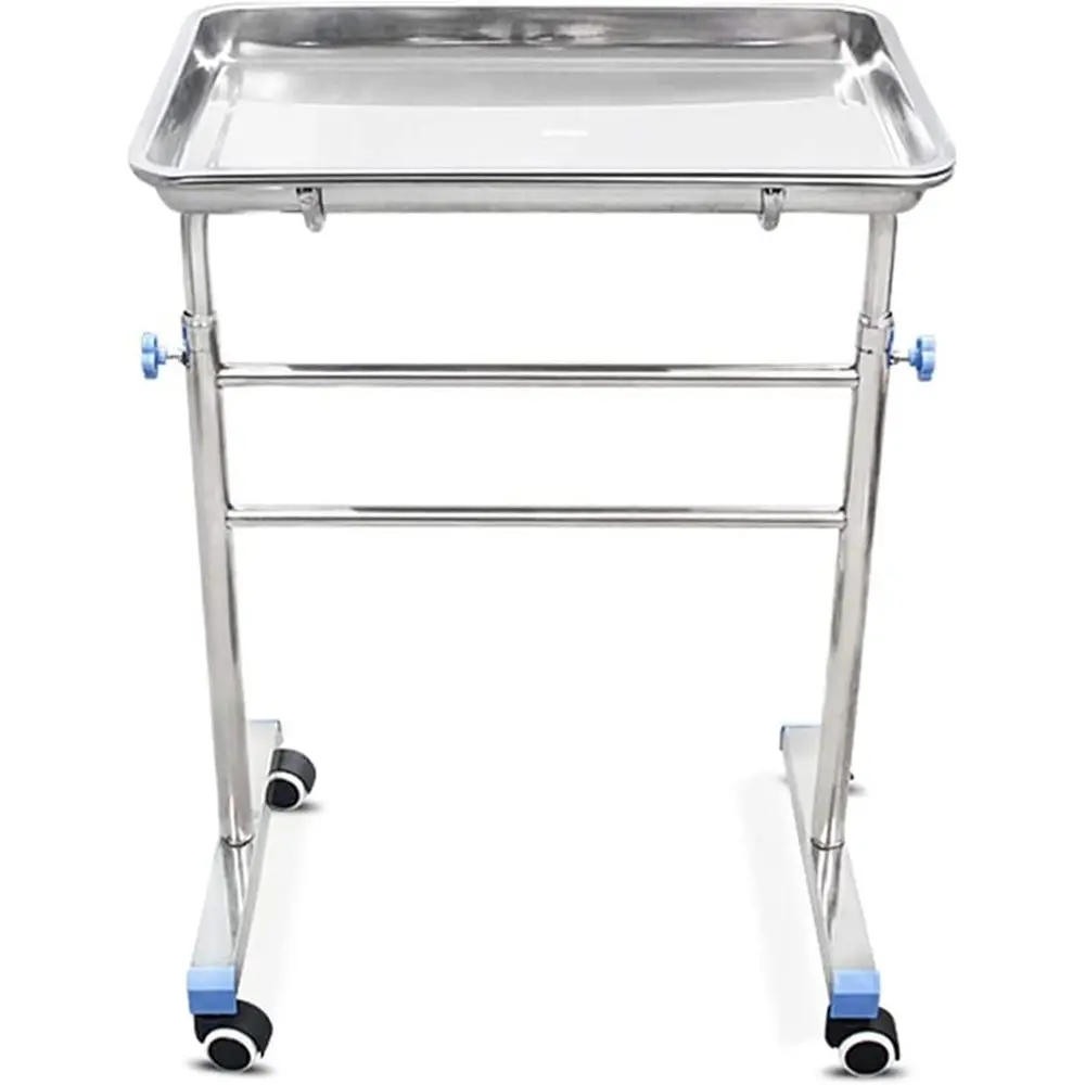 Height-Adjustable Stainless Steel Mobile Mayo Tray Stand Trolley for Personal Care and Medical Equipment, with Detachable Tray a
Height-Adjustable Stainless Steel Mobile Mayo Tray Stand Trolley for Personal Care and Medical Equipment, with Detachable Tray a