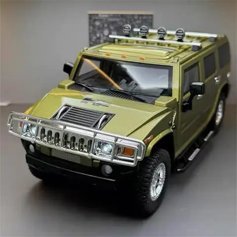 1/18 verão h2 rodovia 61 suv liga modelo de carro diecast metal veículos fora de estrada modelo de carro simulação som e luz crianças brinquedo presente