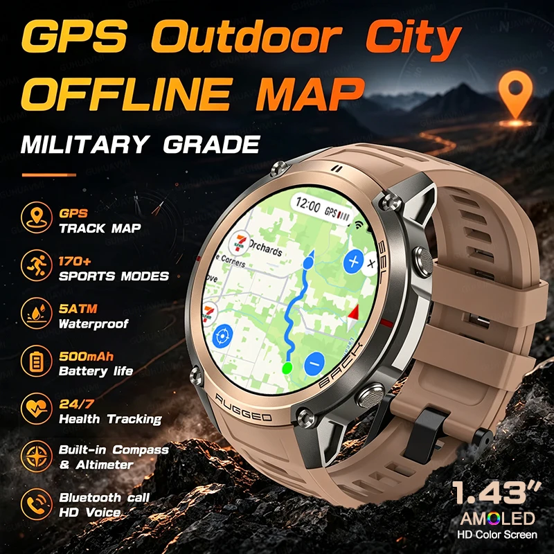 TANK New Outdoor Tactics GPS Tracking SmartWatch Offline Maps Compass Altimeter 5ATM Waterproof Professional Swim Sport Bracelet
TANK New Outdoor Tactics GPS Tracking SmartWatch Offline Maps Compass Altimeter 5ATM Waterproof Professional Swim Sport Bracelet