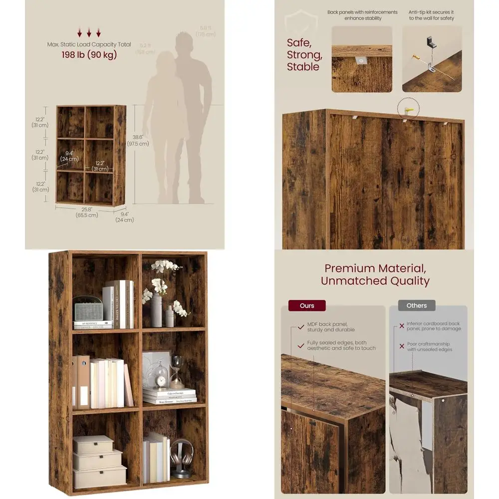Книжная полка 6 кубов, коричневый в деревенском стиле, 9,4x25,8x38,6, Хранение для гостиной, домашнего офиса, столовой
Книжная полка 6 кубов, коричневый в деревенском стиле, 9,4x25,8x38,6, Хранение для гостиной, домашнего офиса, столовой