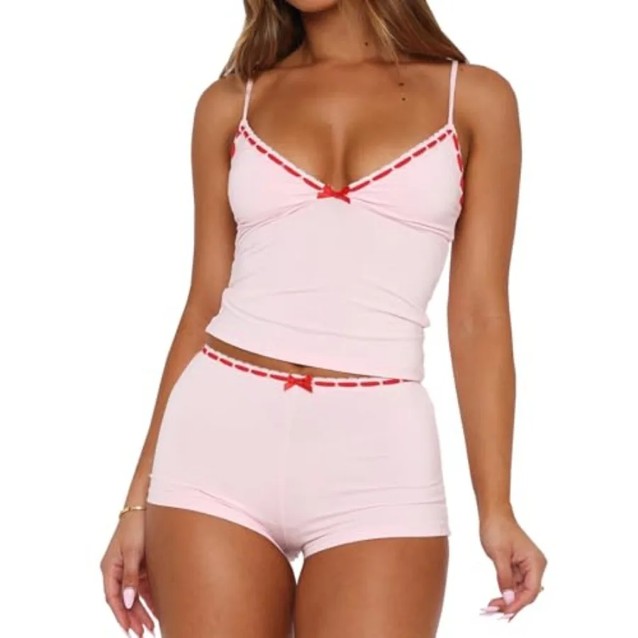 XBTCLXEBCO Sexy Pajama Sets for Women Fitted V Neck Cami Tank Top and Shorts Set Bow Front 2 Pcs Sleeveless Pjs Sleepwear
XBTCLXEBCO Sexy Pajama Sets for Women Fitted V Neck Cami Tank Top and Shorts Set Bow Front 2 Pcs Sleeveless Pjs Sleepwear