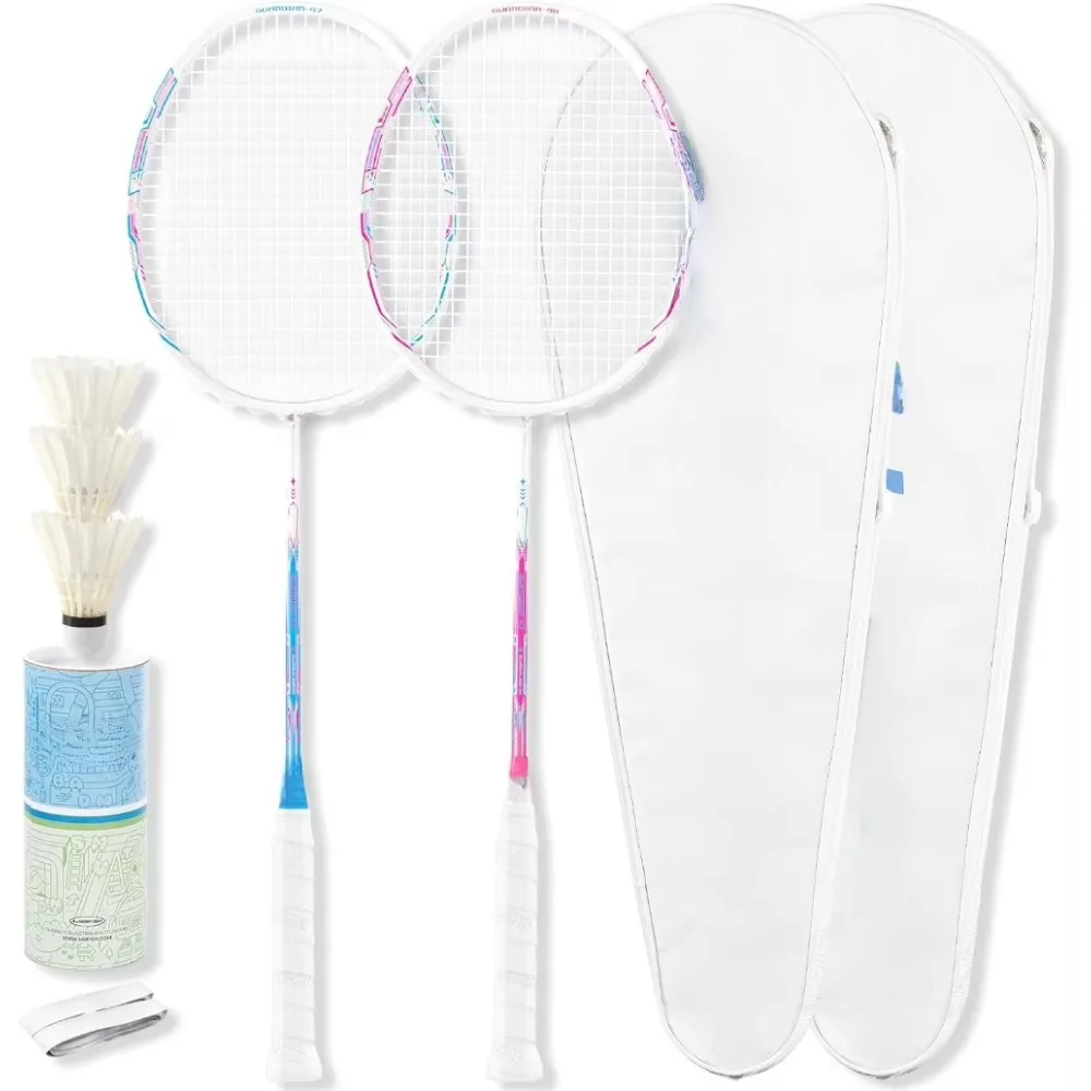 Badminton Racket Set with 2 Carbon Fiber Racquets 5U, 3 Shuttlecocks, 2 Racket Grip Tapes and 2 Badminton Bag - Perfect
Badminton Racket Set with 2 Carbon Fiber Racquets 5U, 3 Shuttlecocks, 2 Racket Grip Tapes and 2 Badminton Bag - Perfect