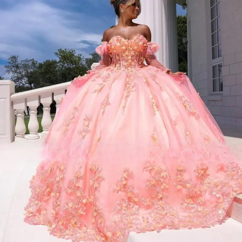 Customized Luxury Pink Quinceanera Dress 3D Flower Dresses For Sweet 16 Princess Ball Gown Vestidos De 15 Años Quinceañeras
Customized Luxury Pink Quinceanera Dress 3D Flower Dresses For Sweet 16 Princess Ball Gown Vestidos De 15 Años Quinceañeras