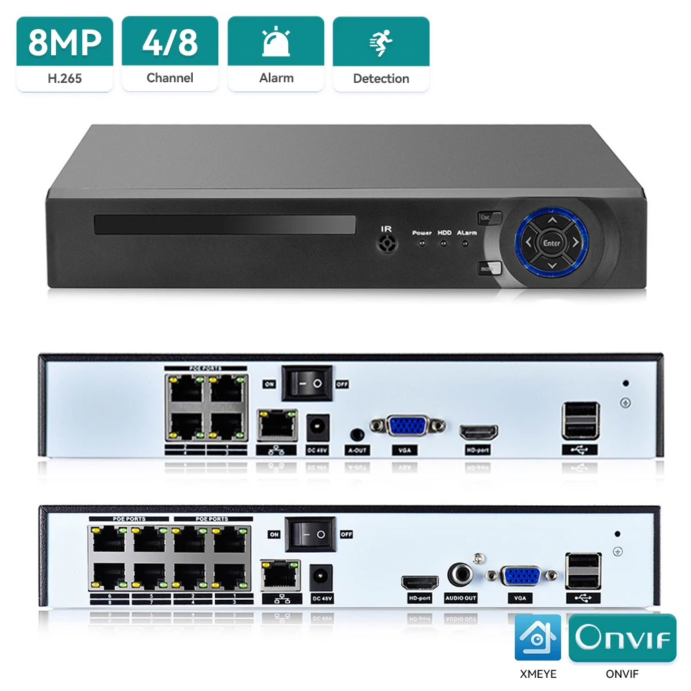 4K CCTV POE NVR 4CH/8CH 4K 8MP For IEEE802.3af 48V POE IP Camera Security System Xmeye Remote Access Face Detection P2P H.265
4K CCTV POE NVR 4CH/8CH 4K 8MP For IEEE802.3af 48V POE IP Camera Security System Xmeye Remote Access Face Detection P2P H.265