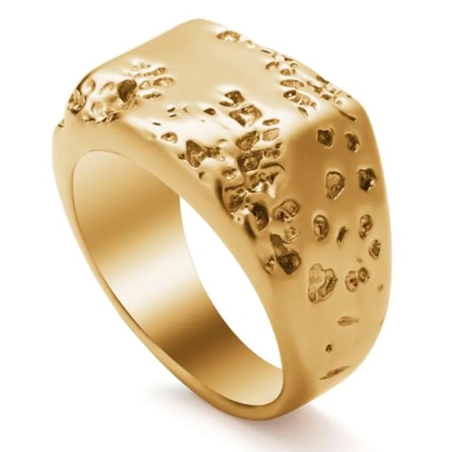 Mens Gold Tone Signet Rings Stainless Steel Gothic Fashion Pinky Signet Statement Band Ring Jewelry for Men Women Size 8/9
Mens Gold Tone Signet Rings Stainless Steel Gothic Fashion Pinky Signet Statement Band Ring Jewelry for Men Women Size 8/9